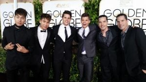 Charlie and Max Carver, Jourdan and Jake Steel, Gary and Larry Lane at Golden Globes